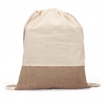 Rucksack mit Kordelzug aus BIO-Baumwolle 120 g/m2 und Jute